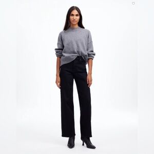 Madewell Perfect Vintage Wide Leg Jean 33P 33 Petite Black Rinse Wash NM802